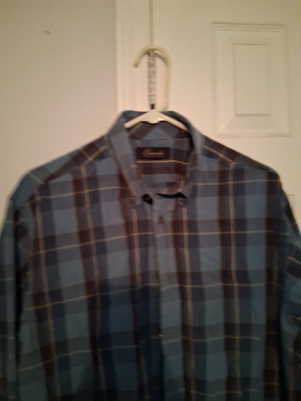 Roundtree & Yorke Blue Plaid Long-Sleeve Button-Down Shirt